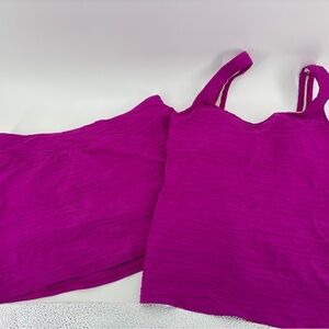 Lands End Textured Tankini Swim Set, Fuchsia 6 D Top/6 Bottom